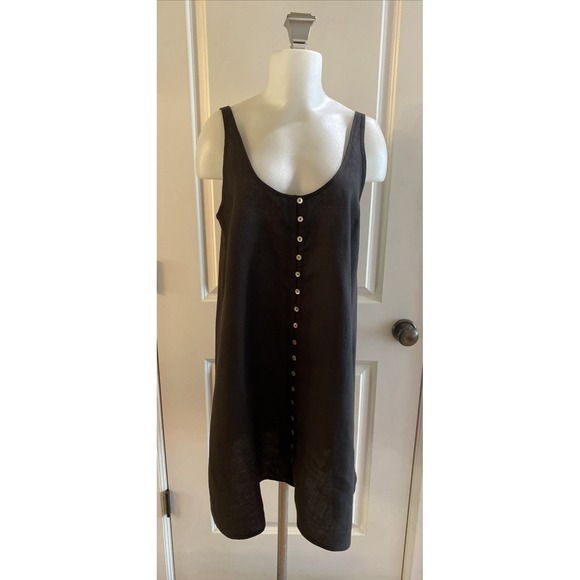 Oysho Dresses & Skirts - Oysho 100% Linen Dress Size Medium Black Knee Length Sundress Beach Resort